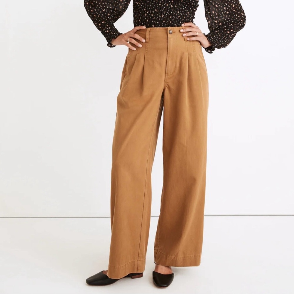 Madewell Camel Wide Straight-Leg Pants